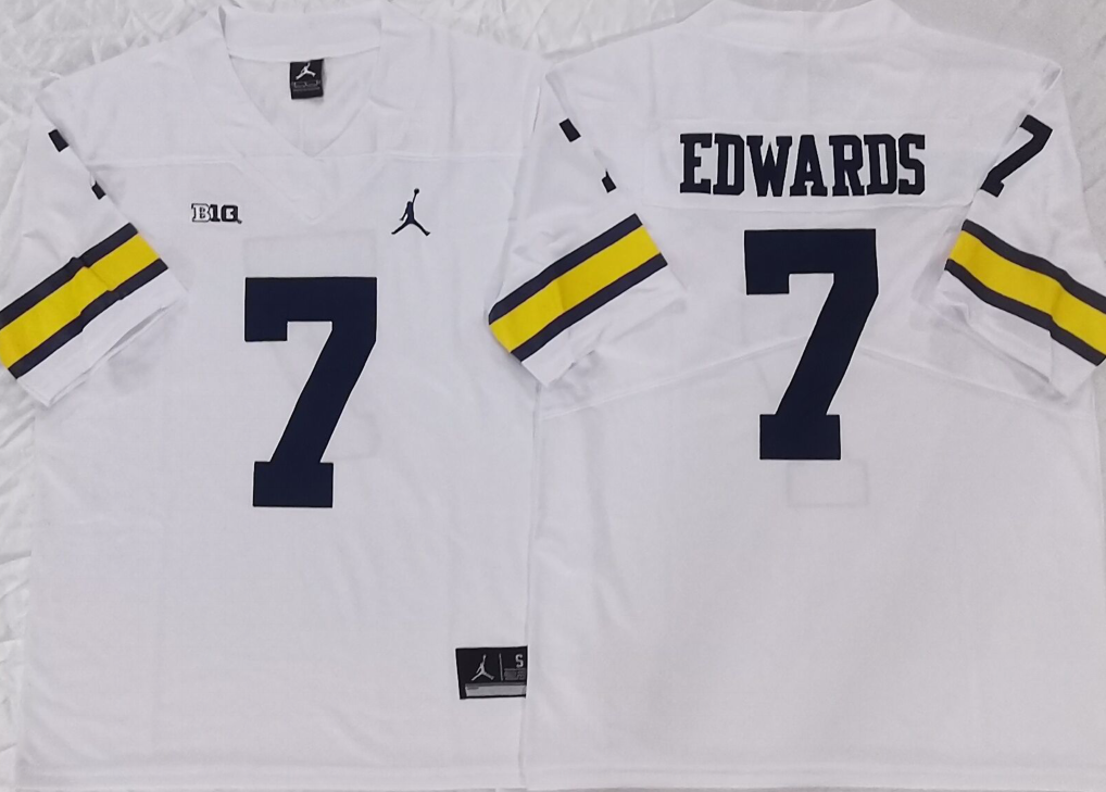 Men's Michigan Wolverines Donovan Edwards #7 White Jersey